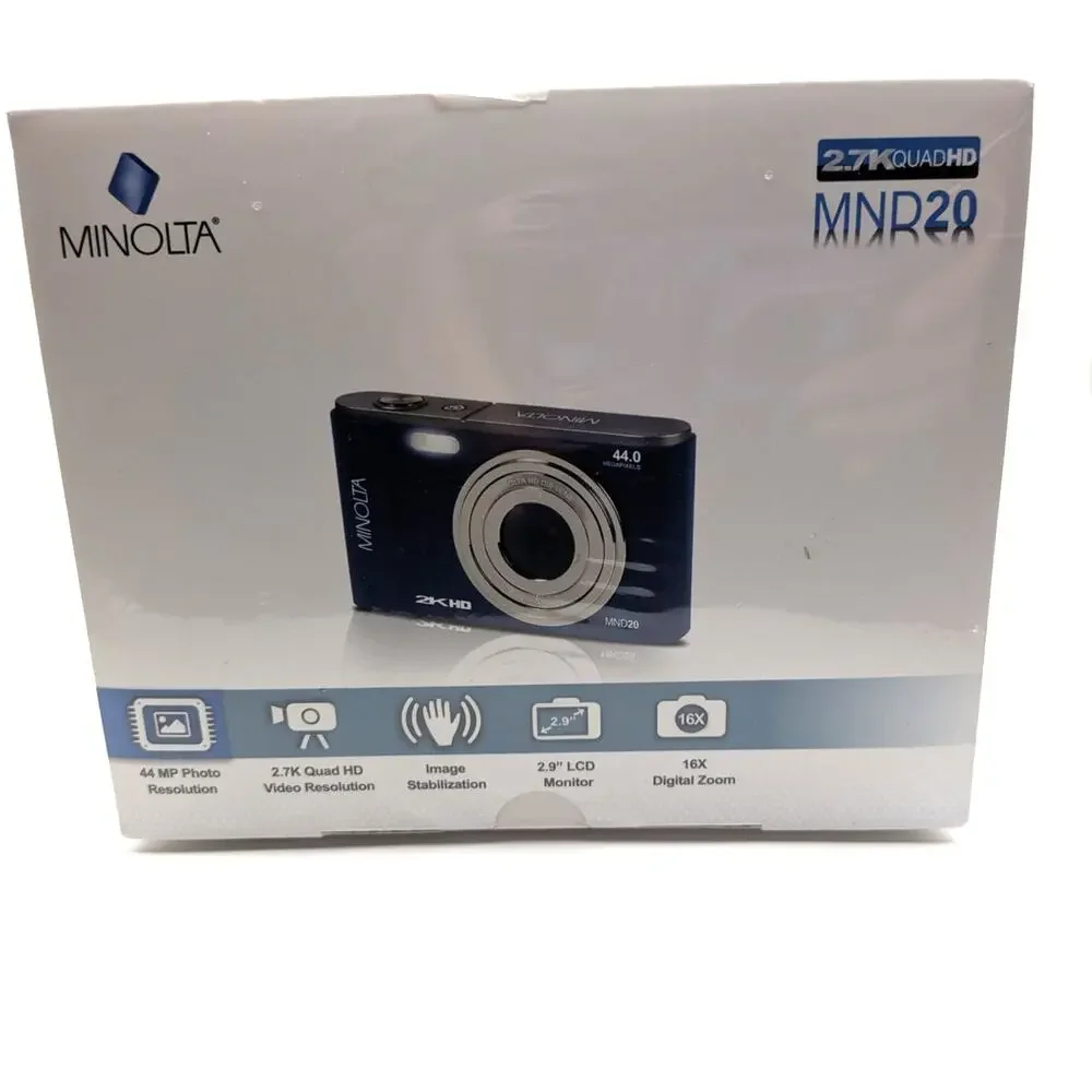 MINOLTA MND20 44MP 2.7K Quad HD Digital Camera Blue New Sealed 16X Zoom
